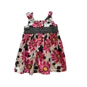 kids r us vintage 90s dress size 2T black polka dot bow floral print